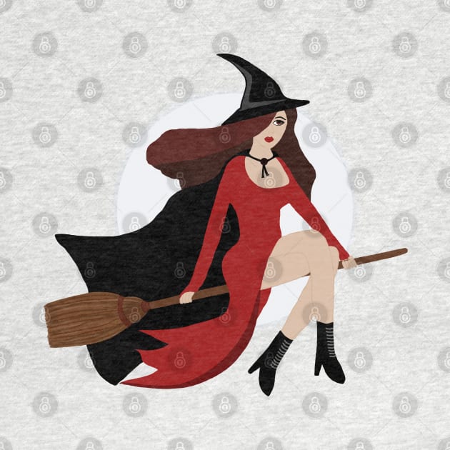 Witch Flying On A Broomstick Halloween by Gothic Rose Designs